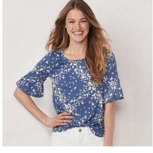 LAUREN CONRAD flounce Bell sleeve floral tee